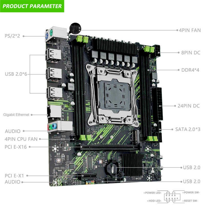 HINIST X99 Pr9-H เมนบอร์ด LGA 2011-3 รองรับ Xeon E5 2667 2666 V3 V4 Series CPU หน่