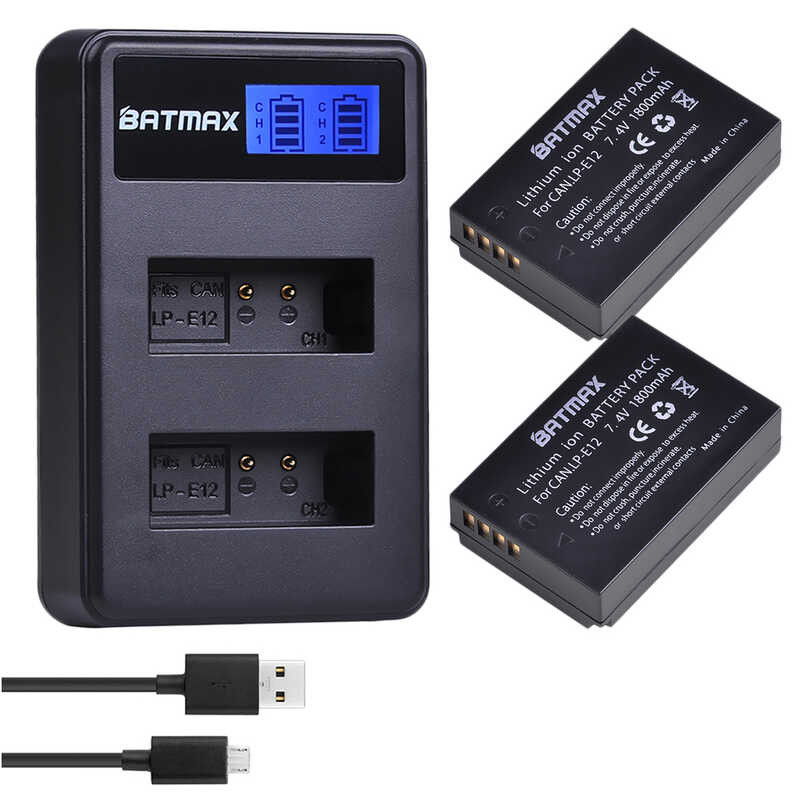 Batmax 9 LP-E12 LPE12 LP E12 Battery +LCD USB Dual Charger for Canon SX70HS M 100D Kiss X7 Rebel