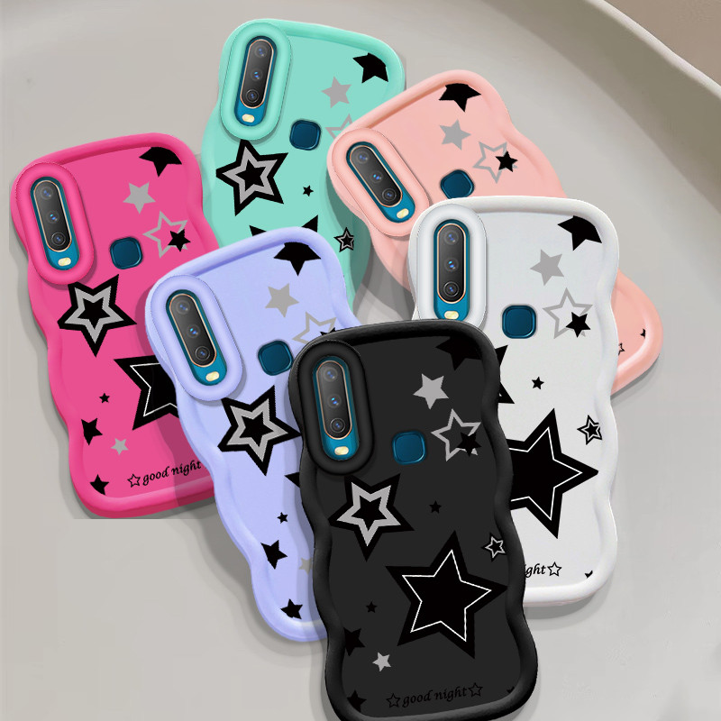 Simple Black Starsเคสโทรศัพท์สําหรับVIVO 1814 1816 1817 1811 1807 1820 1938 1935 1902 1901 1904 1940 1906แฟชั่นMacaronซิลิโคนกันกระแทกฝาครอบ