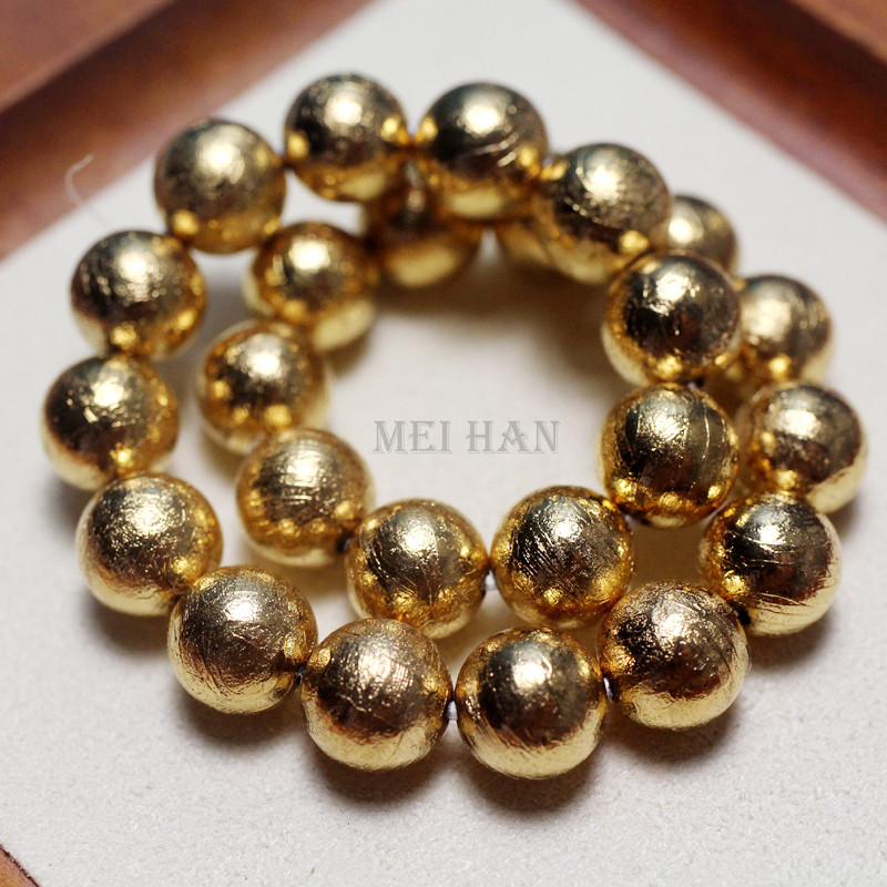 Rare Meihan Wholesale Natural Gibeon Iron Nickel Meteorite Gem Round Loose Beads For Jewelry Making