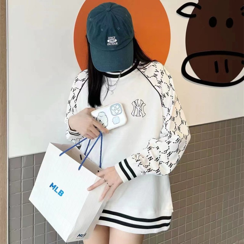 ♞【พร้อมส่ง】ของแท้ 100% MLB NY เสื้อกันหนาว แขนยาว ทรงหลวม พลัสไซซ์ สําหรับผู้ชาย erf