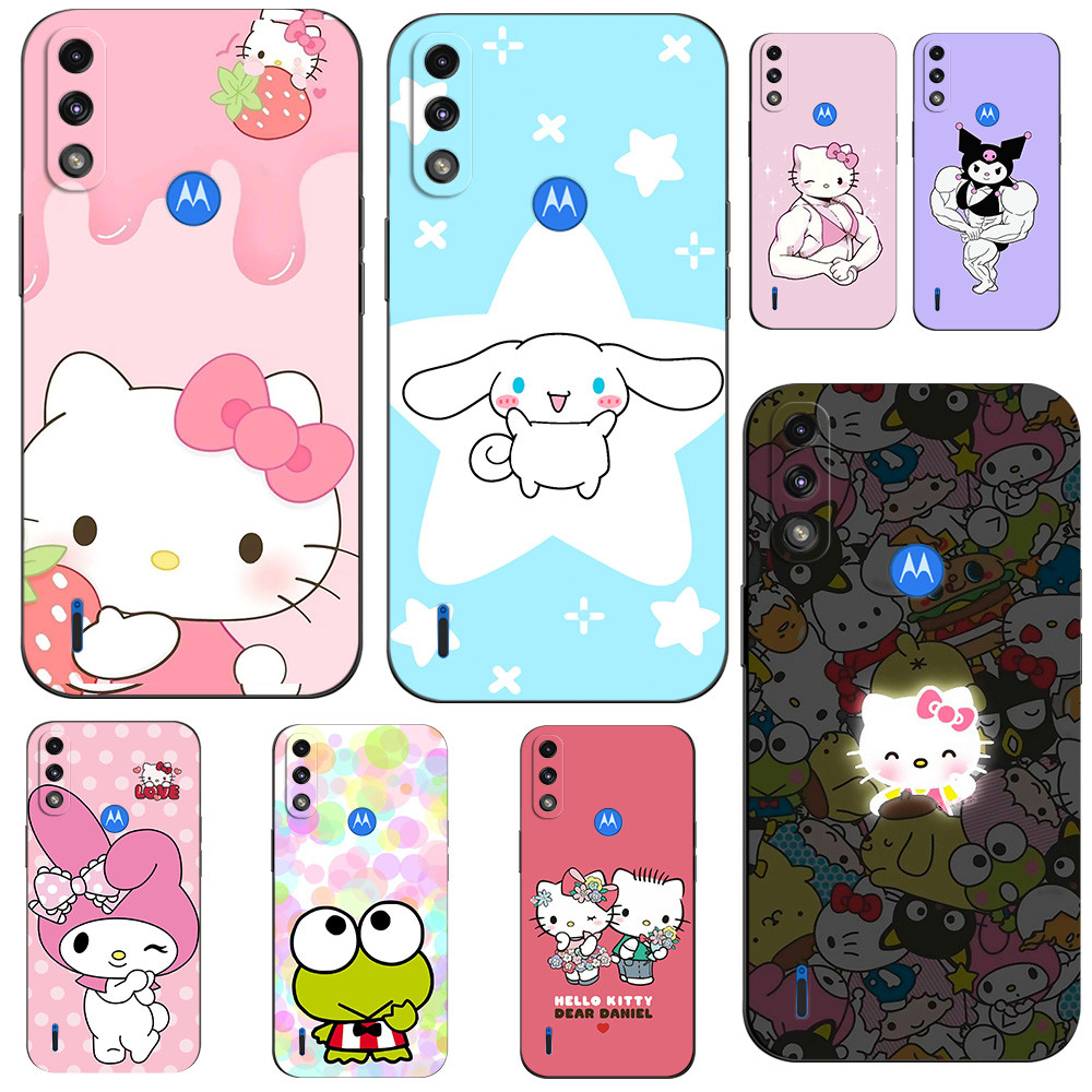 เคสโทรศัพท์สําหรับ Motorola Moto E7 Power E7I Power Aesthetic สําหรับอะนิเมะน่ารักสีชมพูสีดํา Hello Kitty สีม่วง Kuromi Jibbitz Crocs Cinnamoroll My Melody Pochacco @ 1007