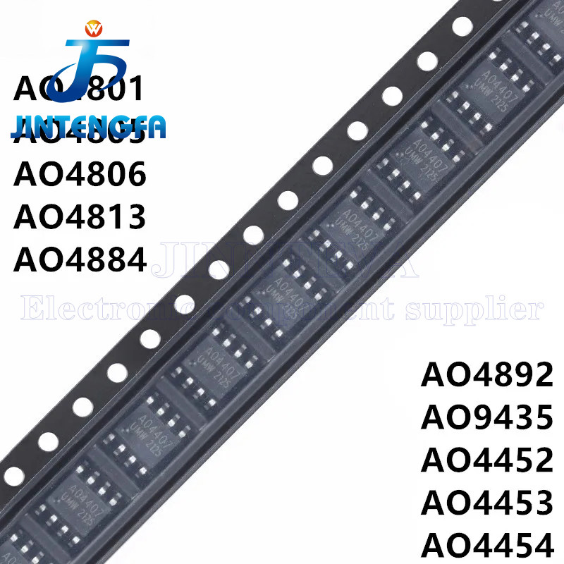 10PCS AO4801 AO4805 AO4806 AO4813 AO4884 AO4892 AO9435 SOP-8 P และ N-Channel MOSFET SMD IC