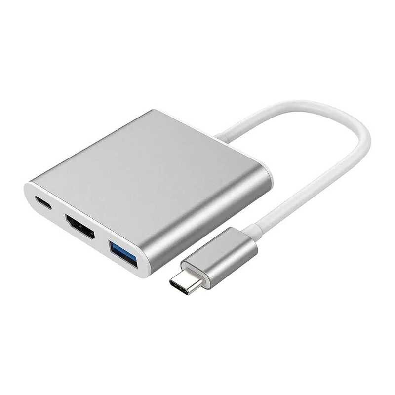LUKBSPY สายแปลง แบบ HDTV+USB3.0 + PD อลูมิเนียมอัลลอย 3 in 1 C เป็น HDTV USB Hub Adapter +USB3.0 +