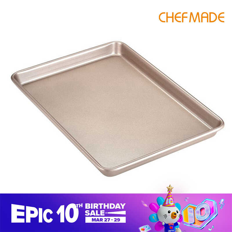 LY CHEFMADE Non-Stick Cookie Sheet 13-Inch Shallow Rectangular Baking Pan Nougat Snowflake Pastry B