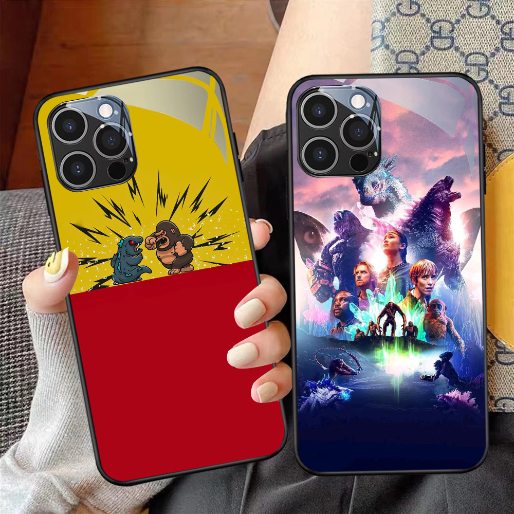 NC-34 Godzilla vs Kong Kaca Glass Case สําหรับ iPhone 15 14 Plus Pro Max