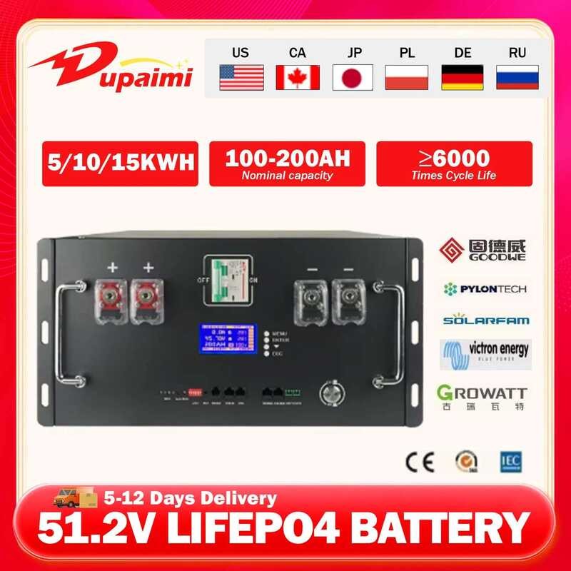 แบตเตอรี่ LiFePO4 100Ah 48V 120Ah 200Ah 300Ah 16S พร้อม BMS ในตัว 51.2V แบตเตอรี่ลิเธียมไอรอนฟอสเฟต