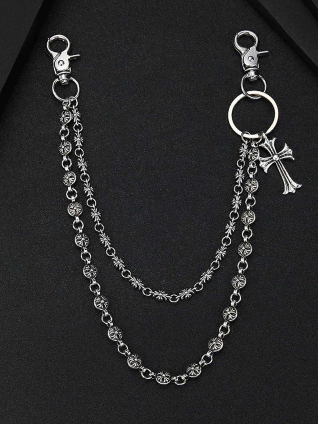 Chrome Hearts Double Dark Cross กางเกงเอวโซ่ สไตล์พังค์