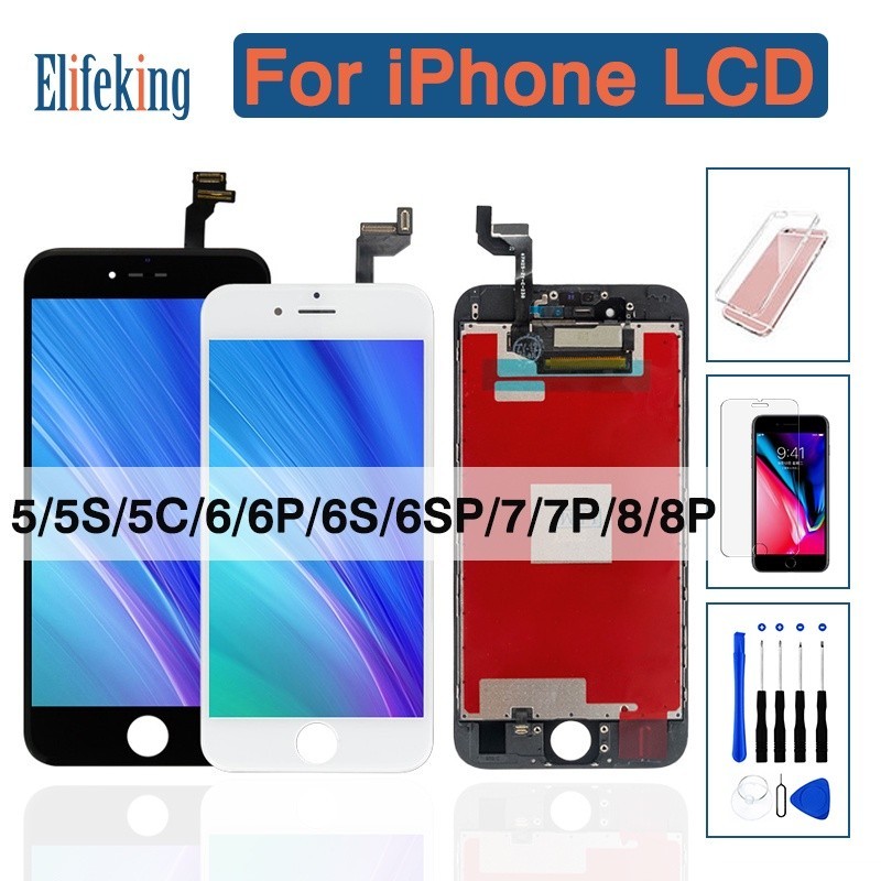 Aaa+++ จอแสดงผล LCD สําหรับ iPhone 6 7 8 6S Plus หน้าจอสัมผัสสําหรับ iPhone 5 5C 5S SE 4S IPS LCD Di