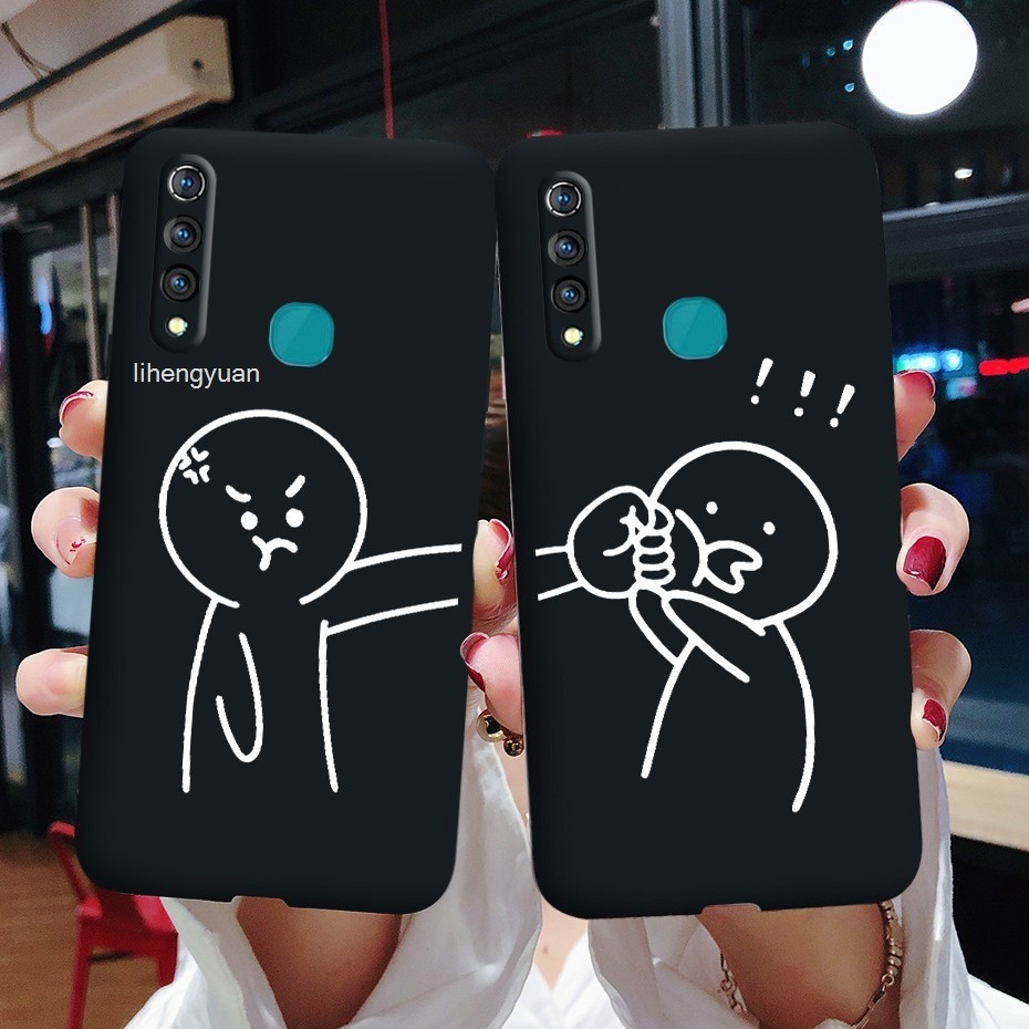 สําหรับ VIVO Z5X Z3I Z3 Z1X Z1 pro Y9S Y97 เคสโทรศัพท์การ์ตูน Stickman คู่ซิลิคอนนุ่มฝาครอบป้องกัน