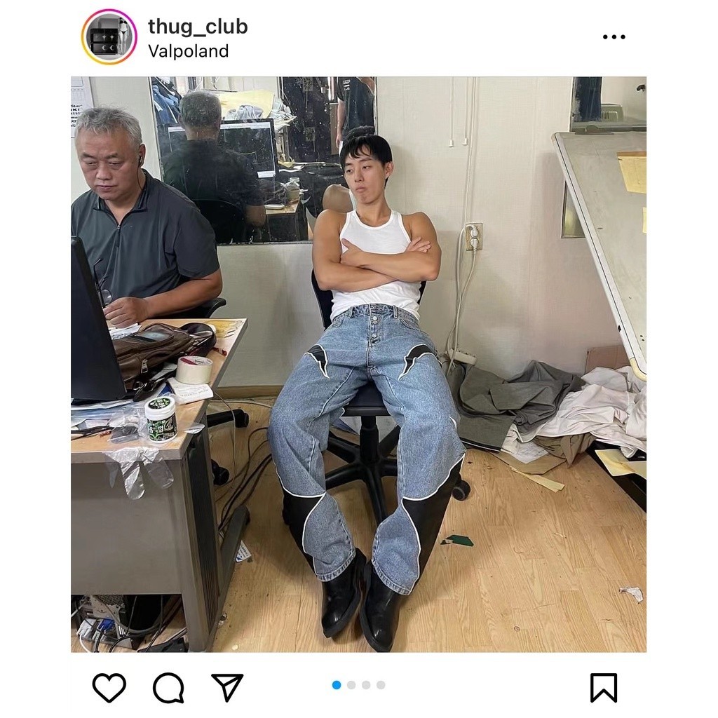 Y2UK [DRIP series] thug club American washed peeled high street jeans vibe style loose trousers