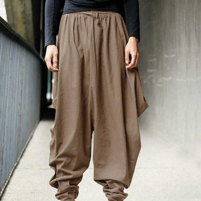 กางเกงฮิปฮอป F99 Punk Dance สำหรับผู้ชายเอวสูงยางยืดฮาเ