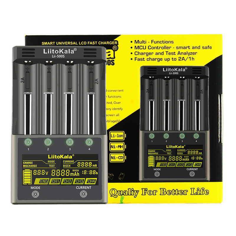 Liitokala 9A0 Lii-500S Lii-500 Lii-600 จอแสดงผล LCD 3.7V 1.2V 18650 26650 21700 เคร