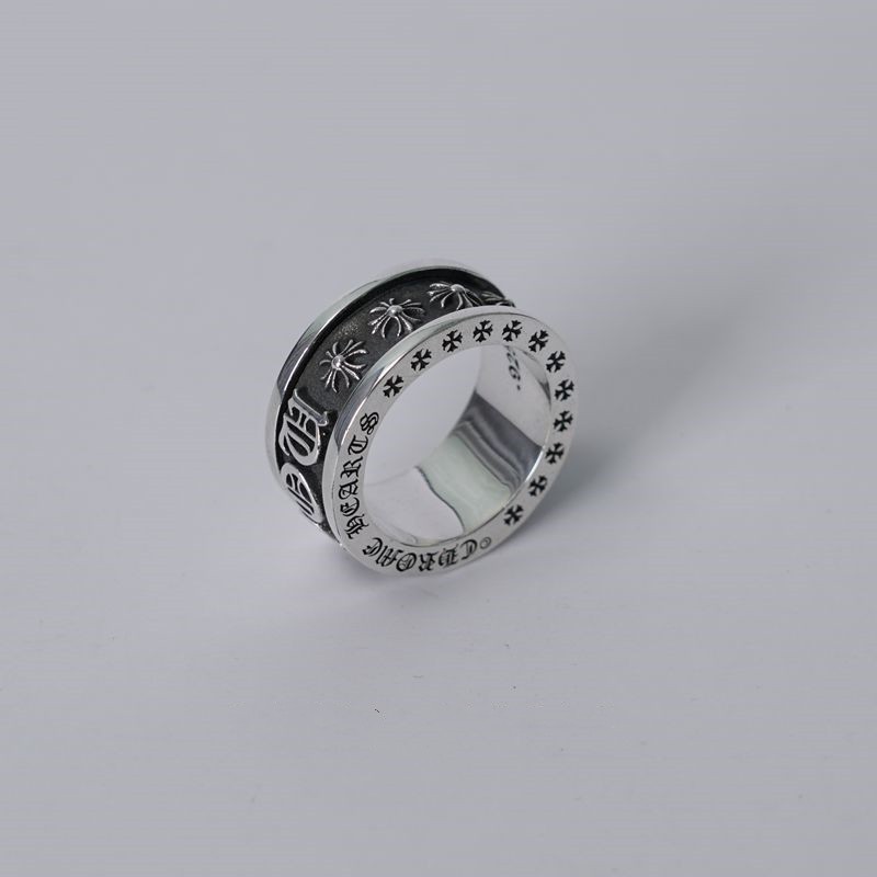 Chrome Hearts Chrome Hearts Chrome Hearts Fxxk แหวนหมุนดอกไม้ข้าม