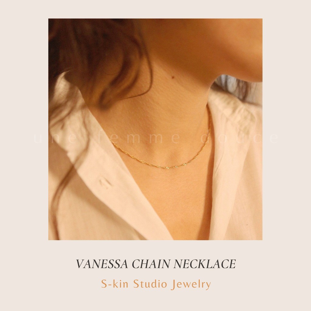 รูปแบบการระเบิด [จุด] ออสเตรเลีย S-kin Studio ห่วงโซ่คลื่นน้ำทองคำ 18K ซ้อนกันแบบป่า สร้อยคอโซ่กระด