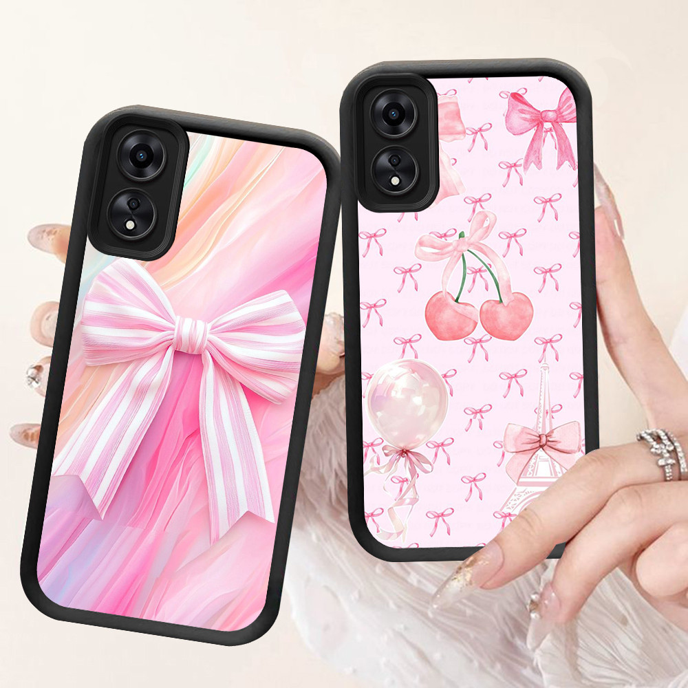 NA-66 สีชมพูโบว์รูปแบบปลอกกันกระแทกสําหรับ OPPO A17 A17K A38 A58 F23 A60 A18 A78 A98
