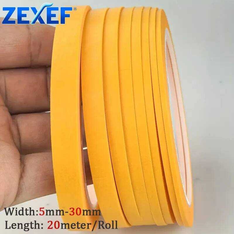 5-30มม. เทปกาว ZEXEF สีเหลือง Maski กระดาษมีพื้นผิว สำหรับตกแต่งสีรถยนต์ ฉีกมือได้ไม่มีรอยต่อ