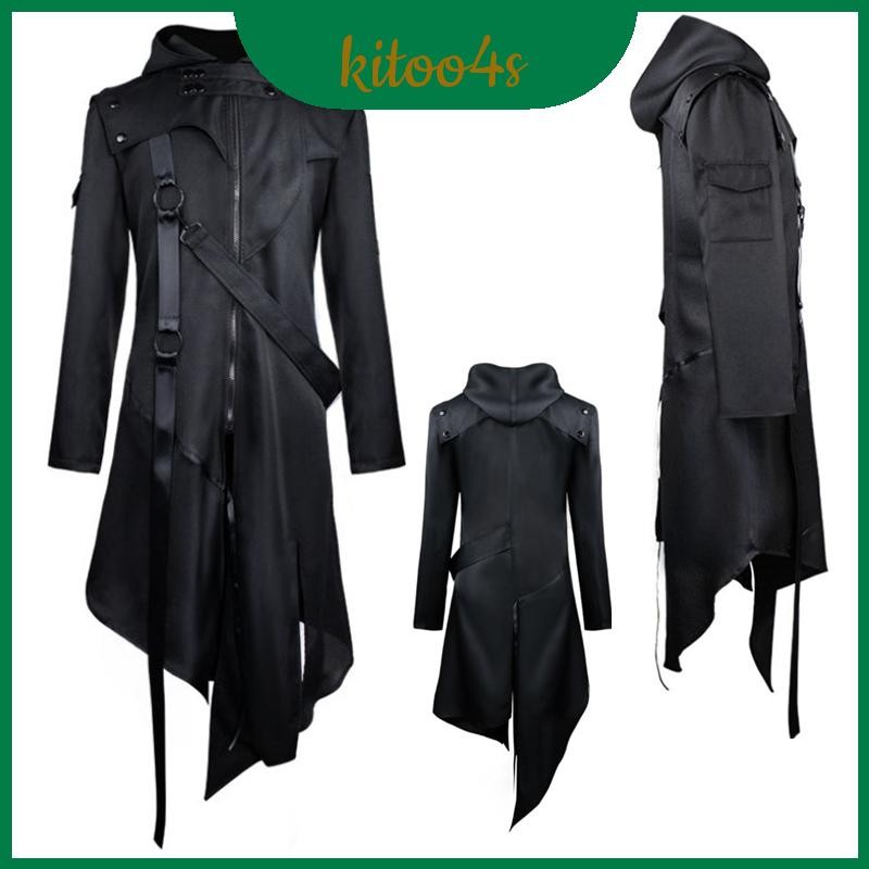 Long Gothic Stylish Swallowtail Coat สําหรับเครื่องแต่งกายคอสเพลย์และเหตุการณ์ฮาโลวีน