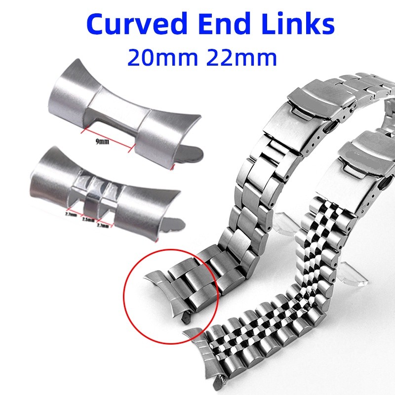 2pcs โค้ง End Link 20 มม.22 มม.สําหรับ Seiko SKX009 SKX007 Jubilee Oyster นาฬิกา Connector Divers Ho