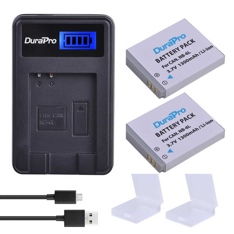 2pc b NB-6L NB6L NB 6L NB-6LH 1300mAh Rechargeable Camera Battery +LCD USB Charger For CANON Powe