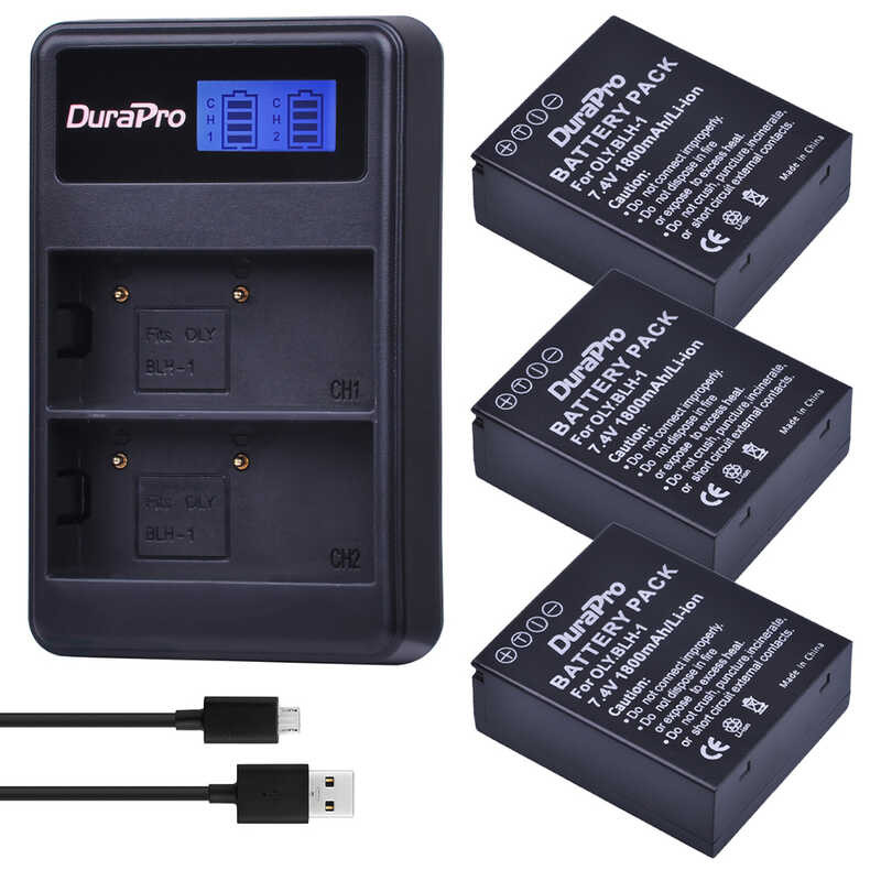 1800mAh 8 BLH1 BLH 1 BLH-1 Battery + LCD UDC Charger for Olympus II, E-M1X, E-M1 Mark III Camera
