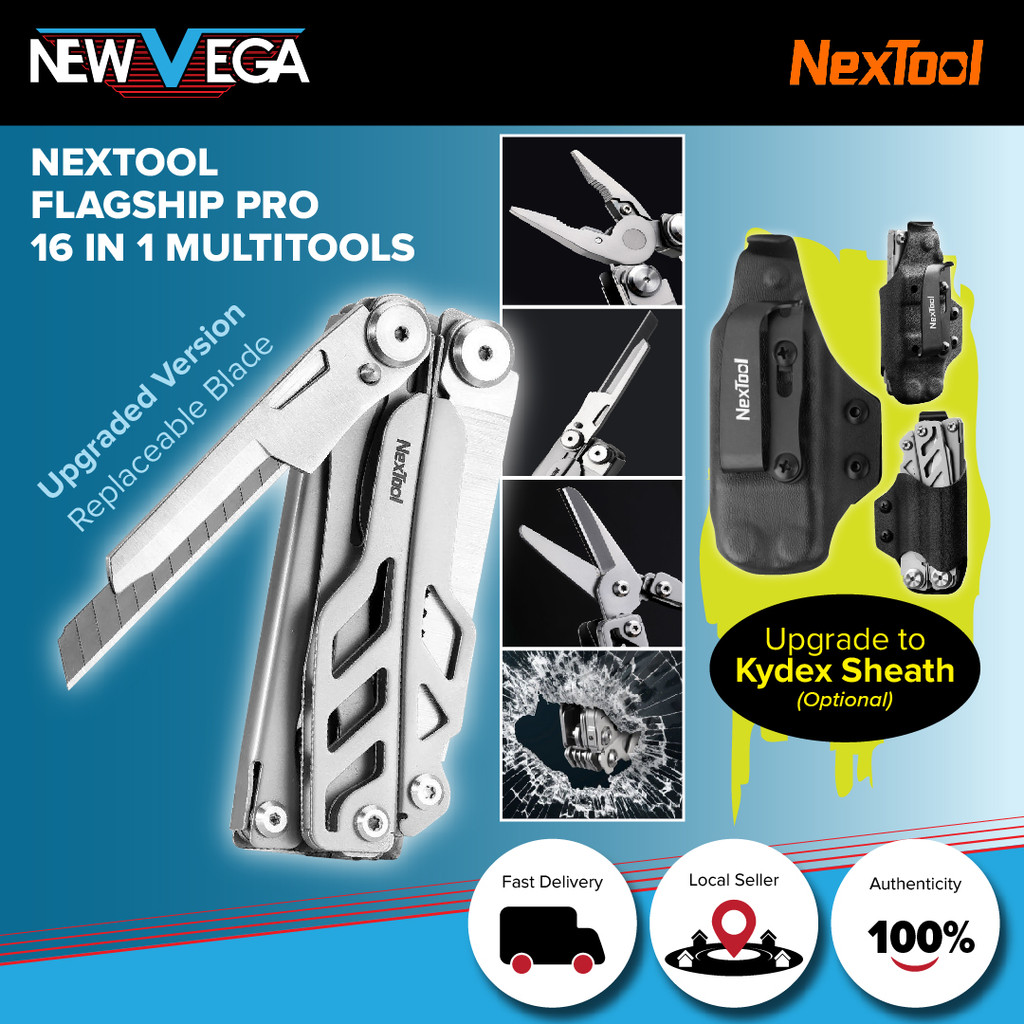 Nextool Flagship Pro รุ่นอัพเกรด (ใบมีดแบบถอดเปลี่ยนได้) EDC Multi-Function All In 1 NE20232, ปลอก K