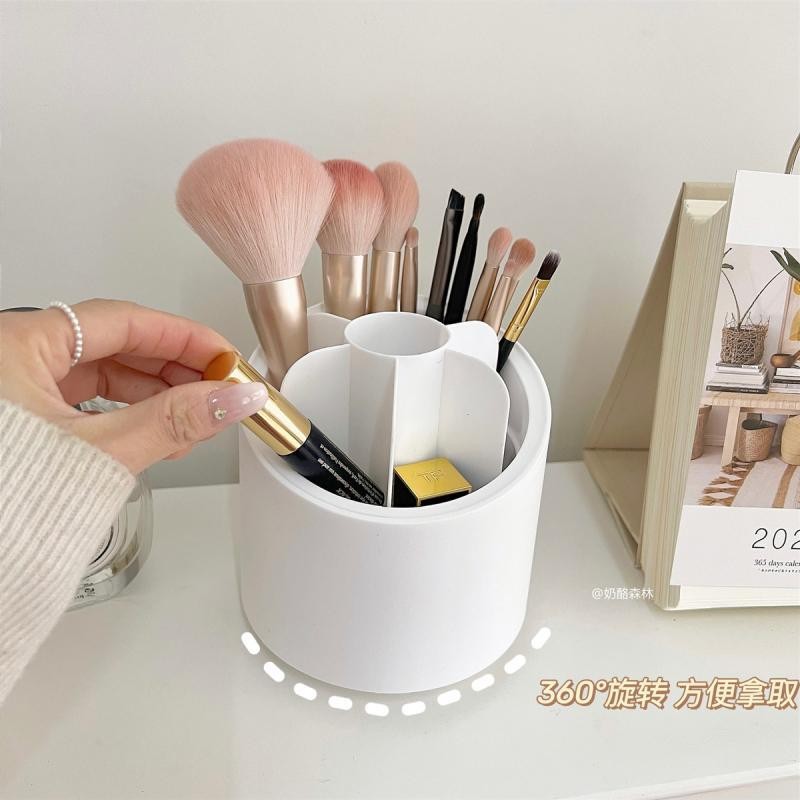 5ZV7 ขายส่ง INS สไตล์แต่งหน้าแปรงแปรงถังกันฝุ่นเดสก์ท็อป 360 องศาหมุนผู้ถือปากกาอายไลเนอร์