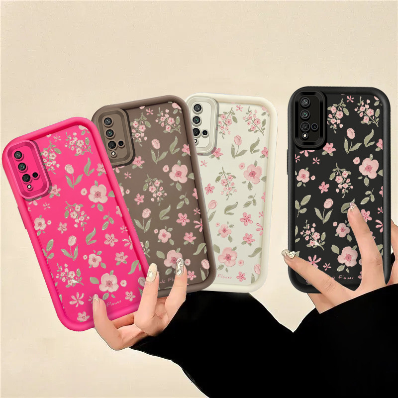 สําหรับ Huawei P30 Pro P40 Lite / Nova 7i 6SE 5t Y7 Pro Y9 Prime 2019 Y6P Y7A P สมาร์ท Honor 9x 200 Pro ปลอก Ins แฟชั่นดอกไม้สีชมพูซิลิโคนอ่อนนุ่มกันกระแทกป้องกันโทรศัพท์มือถือกรณี