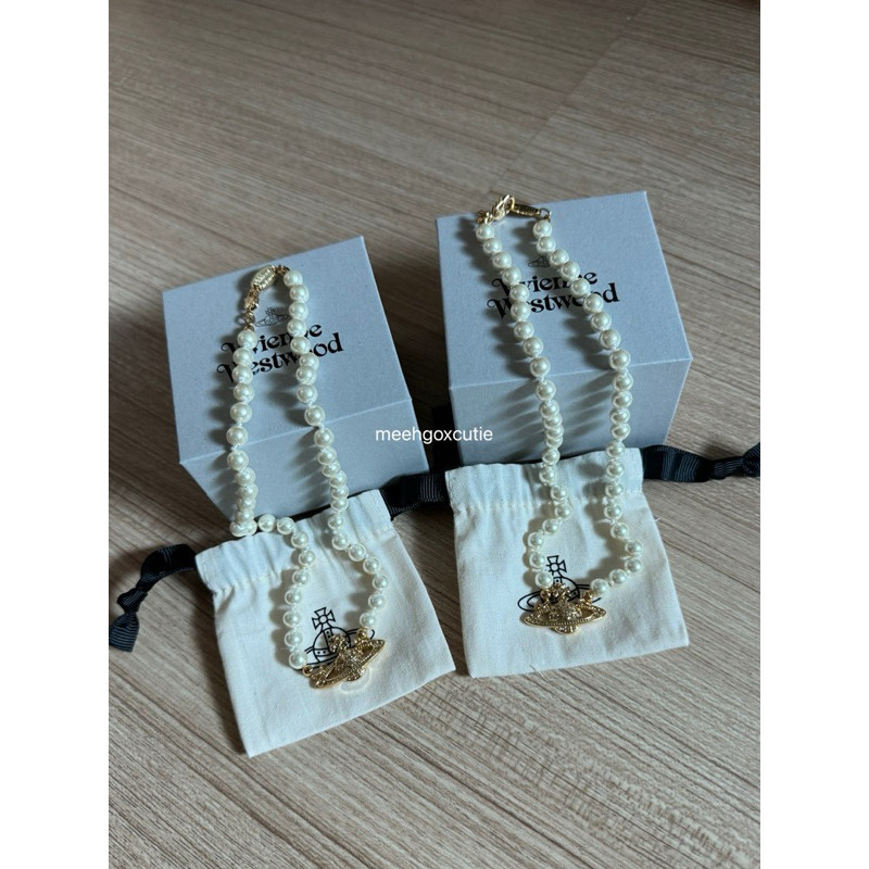 (พร้อมส่ง/ของแท้) Vivienne westwood Vivienne westwood mini bas relief pearl choker