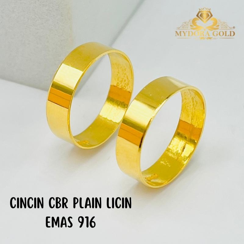 แหวน Mydora CBR Plain Slick Gold 916/22K