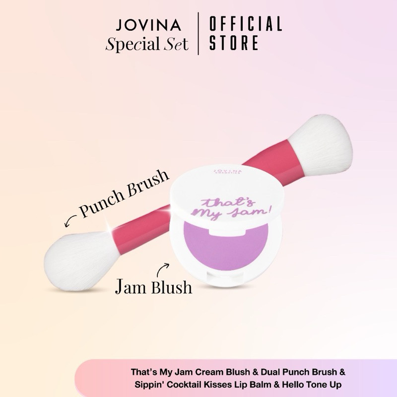 ( พร้อมส่ง ) Jovina : Party Frenzy Collection Set - ครีมบลัช + แปรงปัดแก้ม โจวีน่า