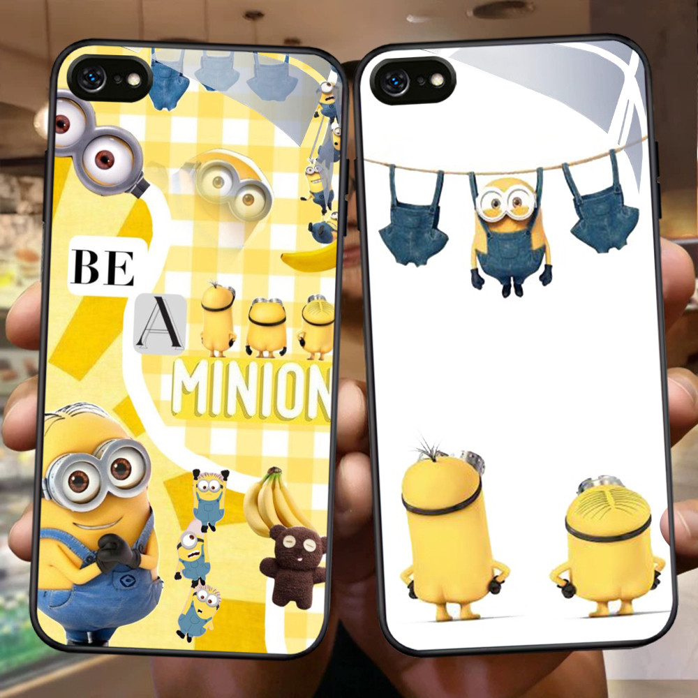 NA-57 Minions HD Softcase Glossy Glass สําหรับ iPhone 6 6S 7 8 Plus SE X XS XR Max