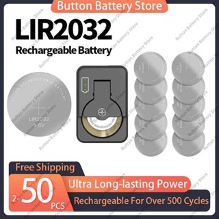 แบตเตอรี่ลิเธียมไอออนแบบชาร์จได้ LIR2032 3.6V 40mAh ความจุสู…