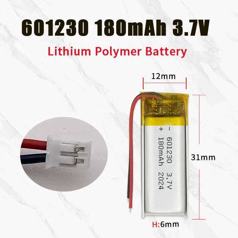 แบตเตอรี่601230 180mAh 3.7V701230 แบตเตอรี่ลิเธียมไอออน Li Po โพลีเมอร์สำหรับหูฟังบลูทูธ Tws Reco