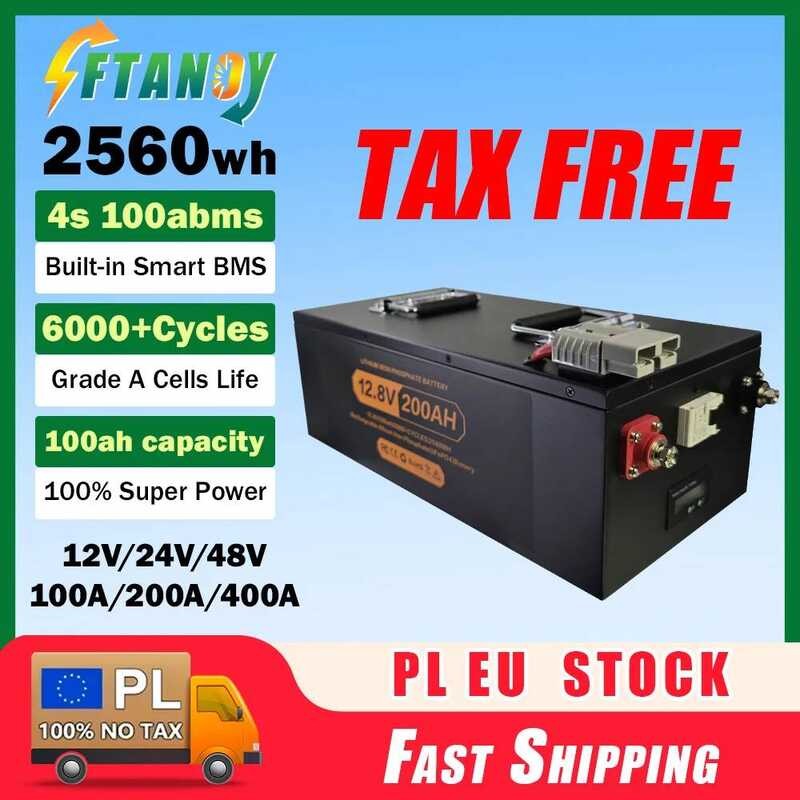 แบตเตอรี่ลิเธียม LiFePO4 ใหม่ 12V 200ah 24V 48v 100ah 120ah 400Ah พร้อม BMS แบตเตอรี่ชาร์จได้สำหรับ 