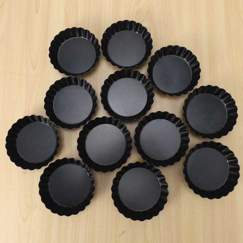 Pcs 12 Egg , 3Inch Mini Tart Pans Removable Bottom, Cupcake Cake Muffin Mold Tin Pan Baking Tool Bot