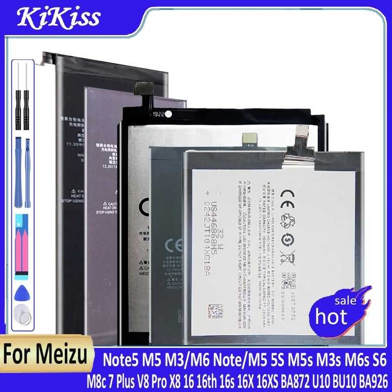 แบตเตอรี่สำหรับ Meizu หมายเหตุ 5,M3,M6 5S,M5,M3s,M6s,S6,M8c,7 พลัส, V8 Pro X8,16,16XS,BA872,U10