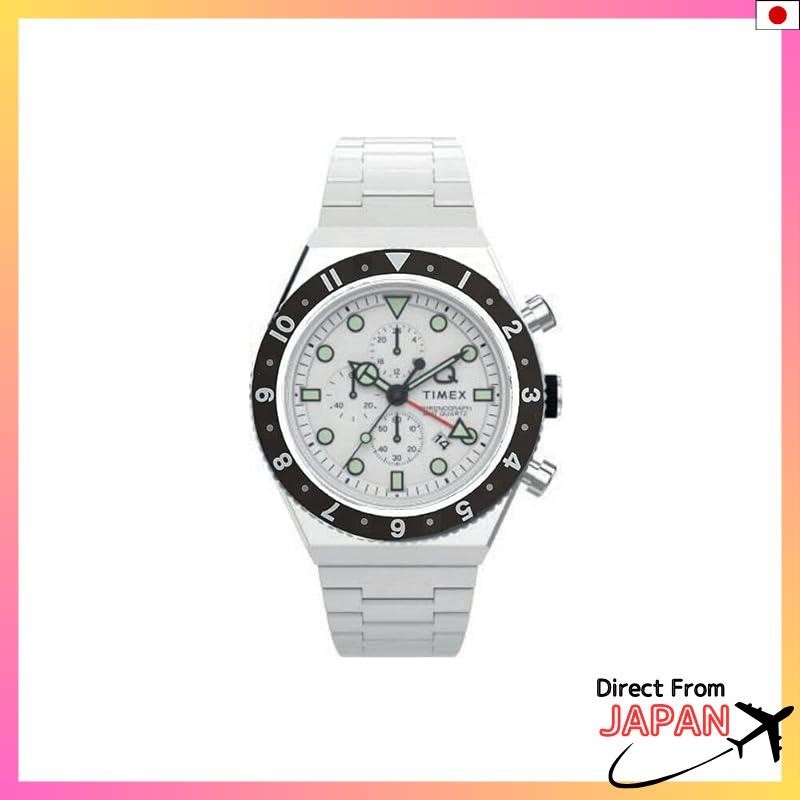 Timex Q GMT Chronograph White Dial Stainless Steel Quartz 40MM Watch TW2V69900 Men's Silver Paralle