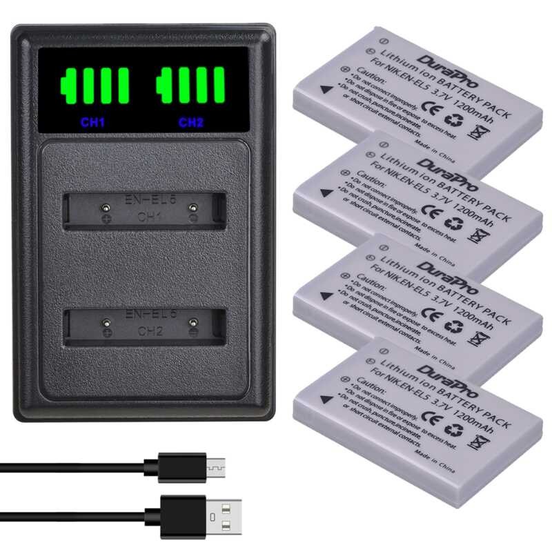 DuraPro e EN-EL5 EN EL5 Camera Battery+LED Dual Charger for Nikon Coolpix MH-61 P100 P3 P4 P500 P