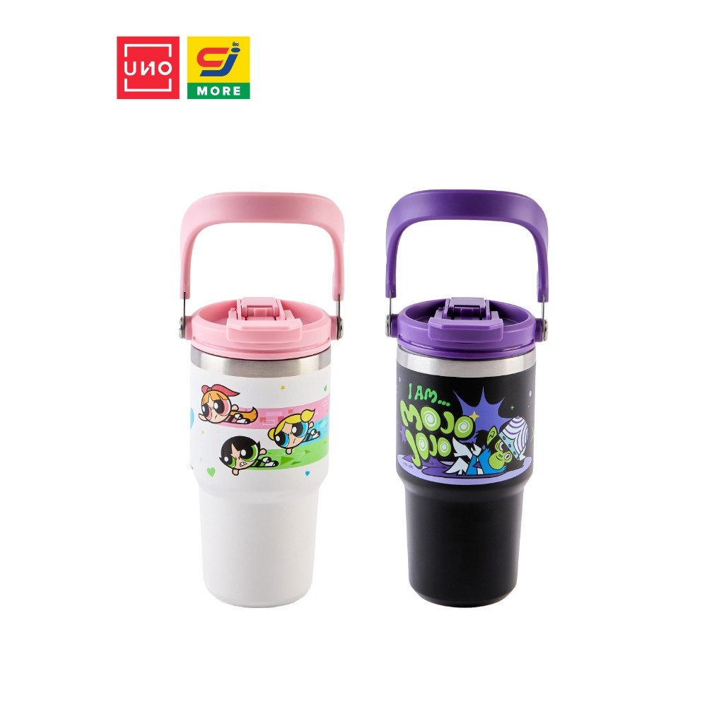 ♞,♘UNO แก้วน้ำเก็บความเย็น Powerpuff Girls ขนาด 600 ML  รุ่น 399 ลิขสิทธิ์แท้ hg