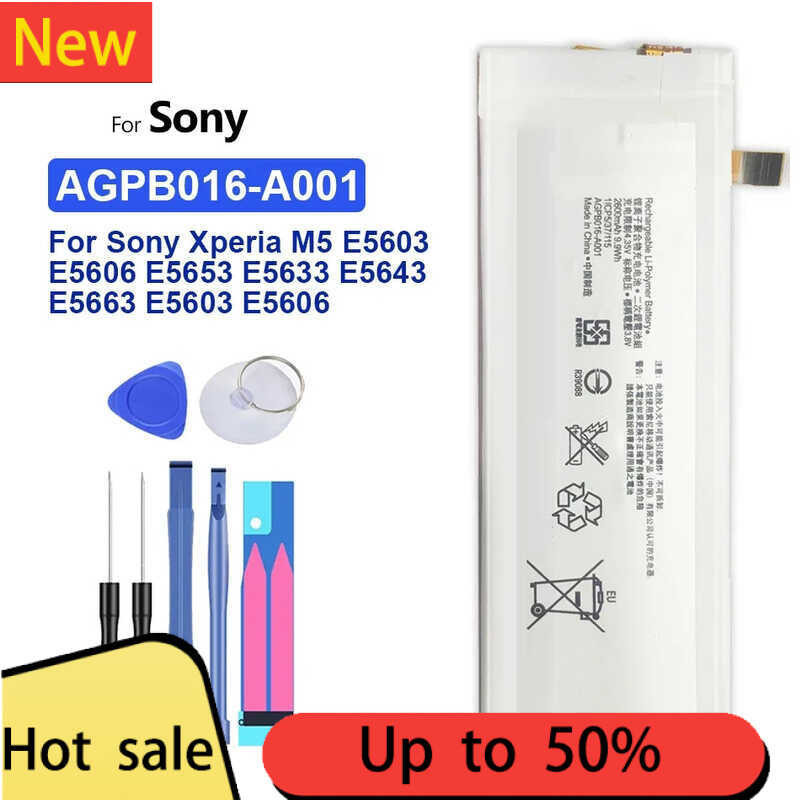 เหมาะสำหรับ Sony Xperia M5 AGPB016-A001 E5603 E5606 E5653 E5633 E5643 E5663 2600mAh แบตเตอรี่