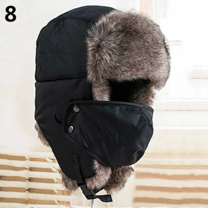 ❤ Fashion Men Women Winter Warm Trapper Ear Flap Ushanka Hat With Wind Proof Mask