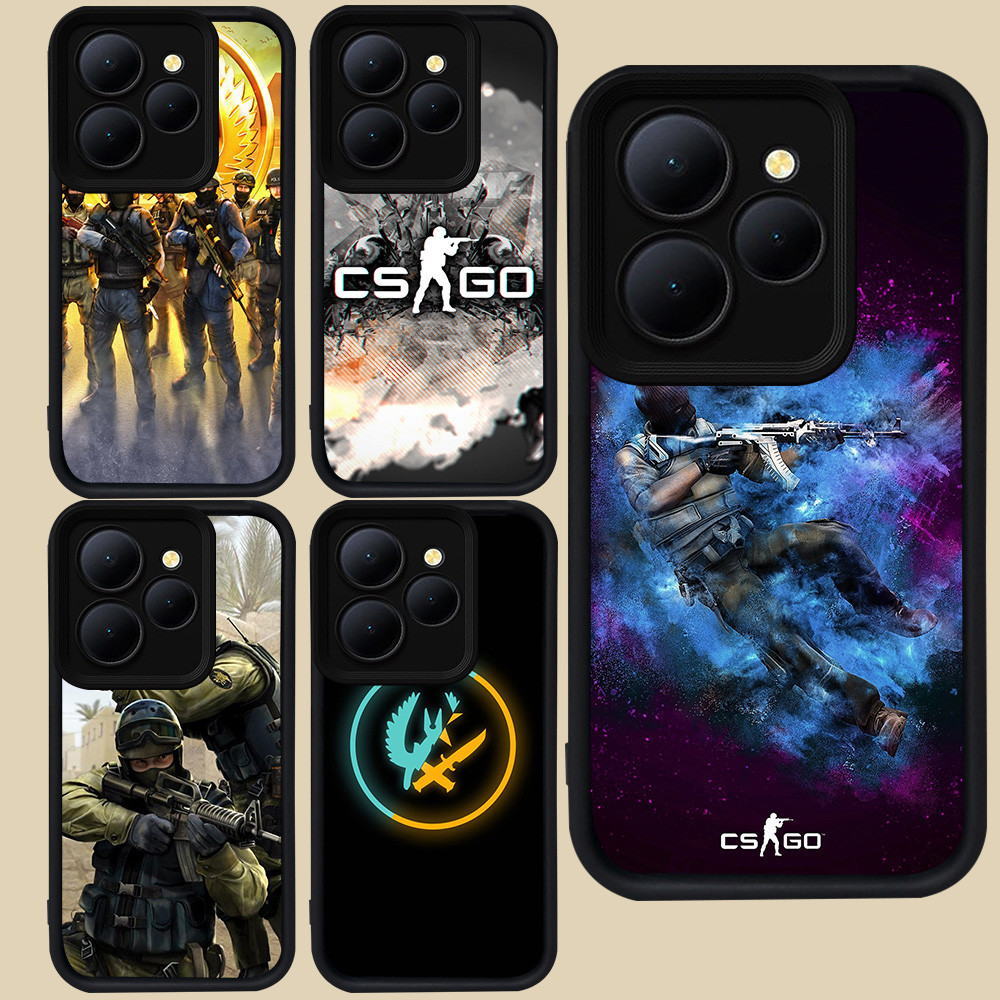 ปลอกสีดําสําหรับ Tecno Spark Pova 5 POP 20 8 6 GO 4 9 7 Pro GO1S GO1 2024 2023 2025 Plus Camon 12 CS