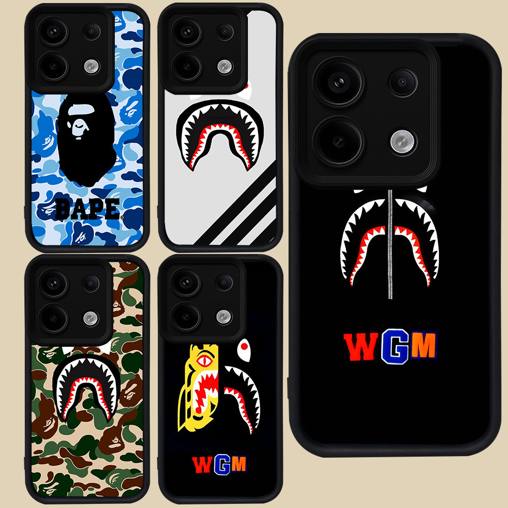 ปลอกสีดําสําหรับ Xiaomi Redmi POCO X6 13C Neo 13T หมายเหตุ 13 M6 Pro Plus 5G R125 Bape Shark