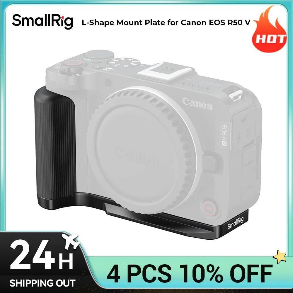 SmallRig EOS R50 V Cage L-Shaped Mount Plate พร้อมที่จับสําหรับ Canon EOS R50 V สีดํา/สีเงินพร้อมแผ่