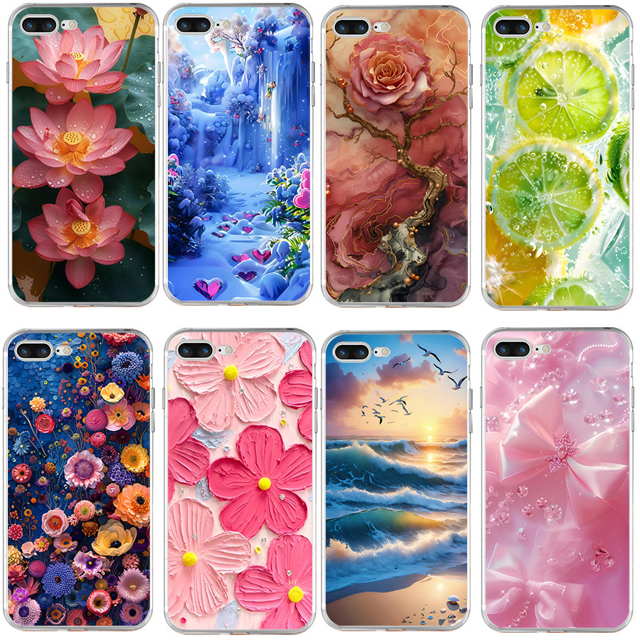 ปลอกสําหรับ ไอโฟน 7 8 บวก เคสซิลิโคนนุ่ม ทีพียู พิมพ์ฝาครอบโทรศัพท์