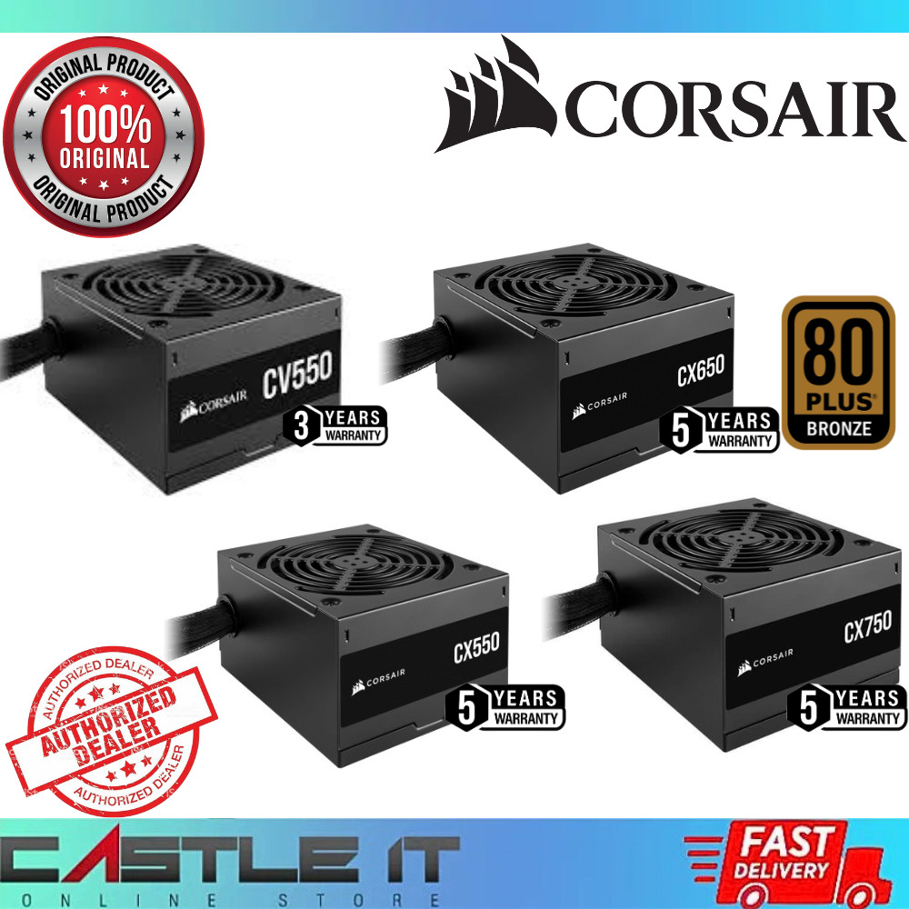 Corsair CX750 CX650 CX550 CX550 / 750W 650W 550W 80PLUS แหล่งจ่ายไฟสีบรอนซ์