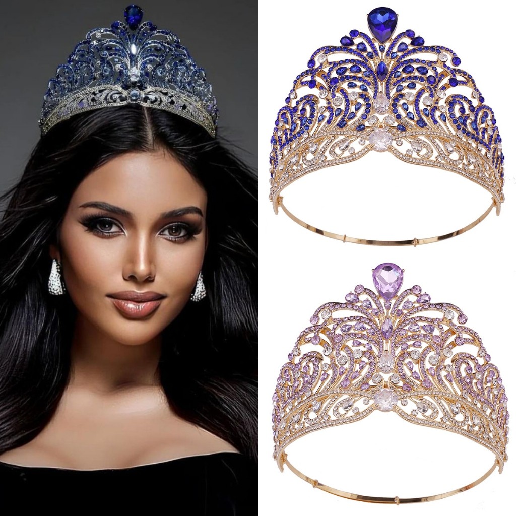 มงกุฎบาร ็ อคขนาดใหญ ่ Miss Universe Crown ประกวดแคทวอล ์ ค ผมคริสตัล มงกุฎราชินี บรรยากาศหรู