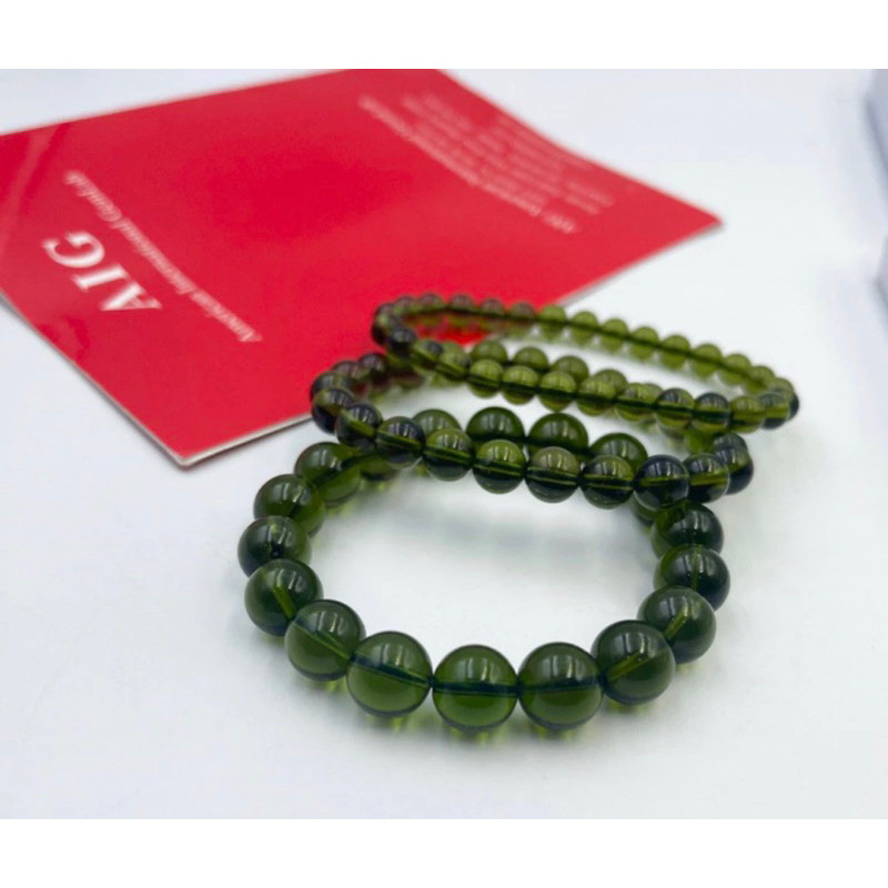 100% Genuine Moldavite Round Beaded Bracelet /genuine Moldavite tektite / Natural Moldavite Bracele