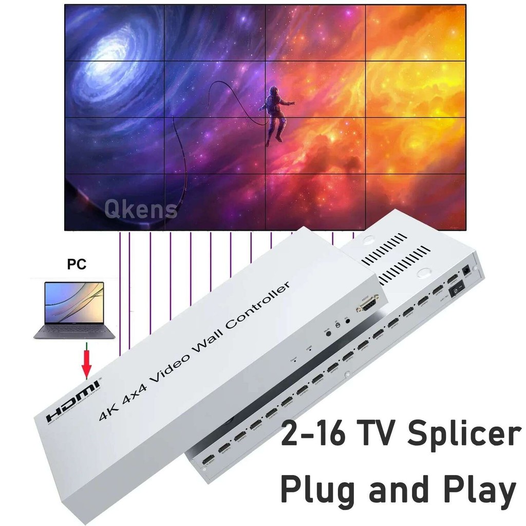 4K 4x4 HDMI Video Wall Controller โปรเซสเซอร์หลายหน้าจอ 2x6 1x3 1x4 1x5 2x2 2x3 2x4 3x3 3x4 TV Wall 
